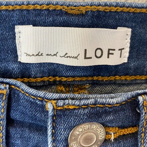Loft Womens Jeans 26/2P High-Rise Skinny Stretch Blue Denim Dark Wash Casual - Picture 7 of 15